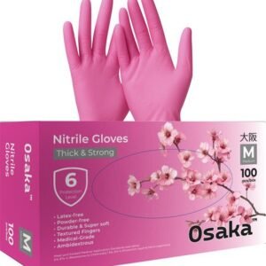 قفازات نيتريل وردي ١٠٠ قطعة OSAKA مقاس M