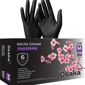 قفازات نيتريل سوداء 100 قطعة OSAKA الحجم M